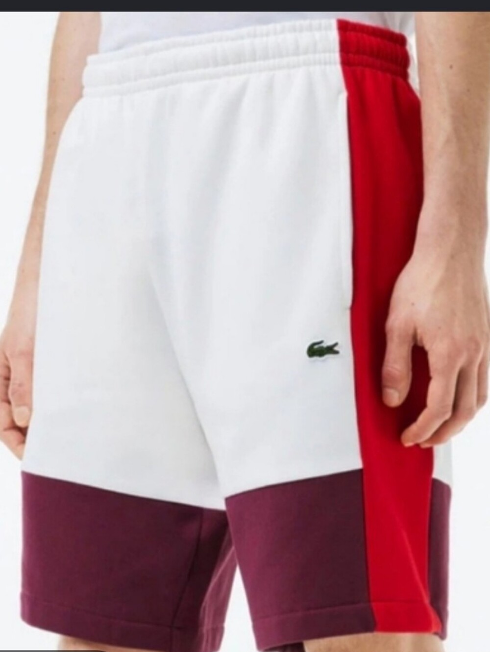 Lacoste Men's Casual Sport Color Block Lounge Shorts White 7 XXL NWT